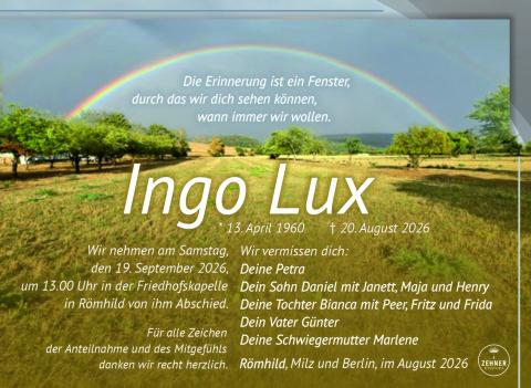 Traueranzeige Ingo Lux
