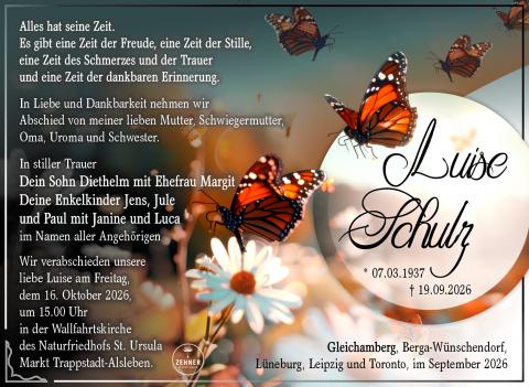 Traueranzeige Luise Schulz