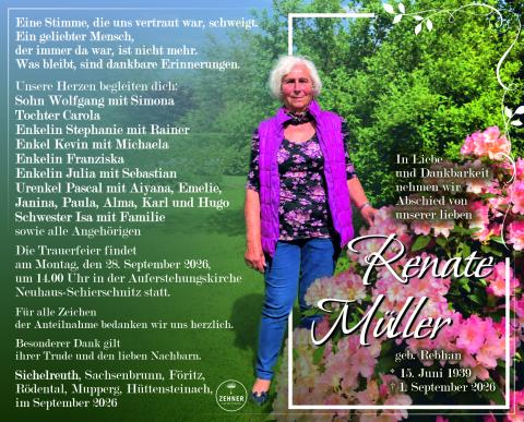 Traueranzeige Renate Müller