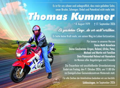 Traueranzeige Thomas Kummer