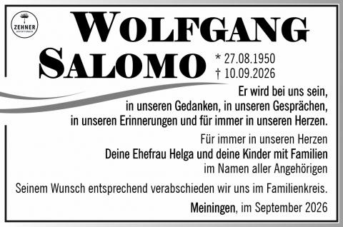 Traueranzeige Wolfgang Salomo