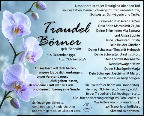 Traueranzeige Traudel Börner